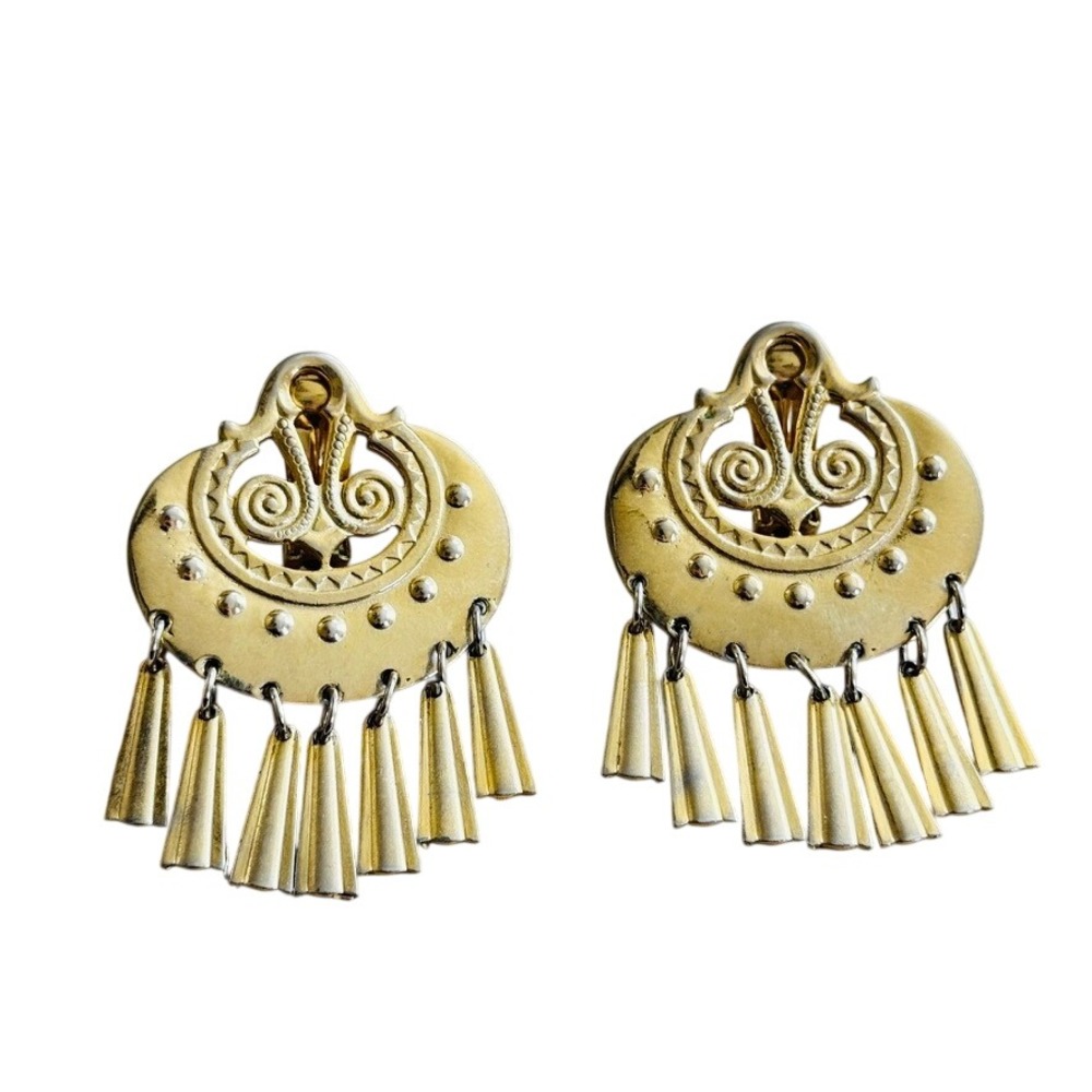 VTG Moon Goddess Earrings Kalevala Koru Earrings Bold Chunky Dangle Statement